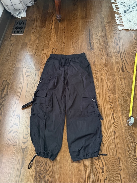 BUCKETLIST Pants - Bucket list Black Cargo Drawstring parachute jogger Pants medium